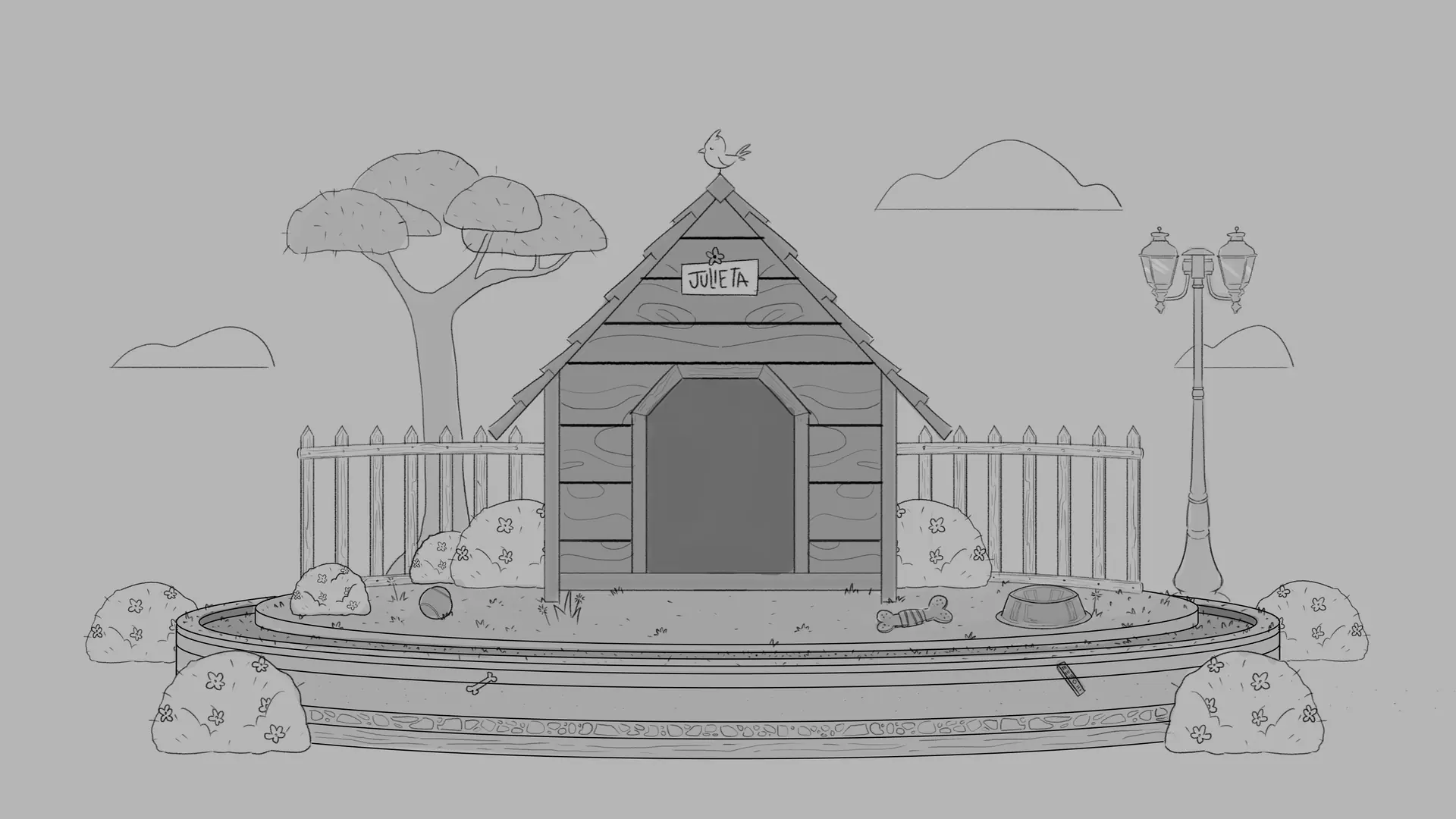 Line art do cenário da casinha