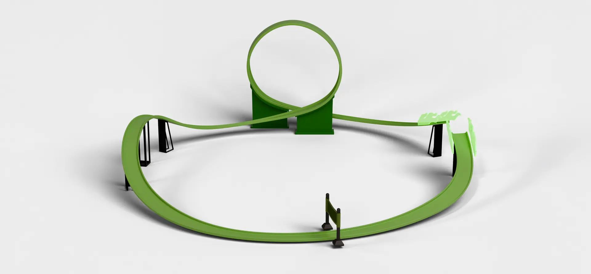 Pista de brinquedo com looping verde