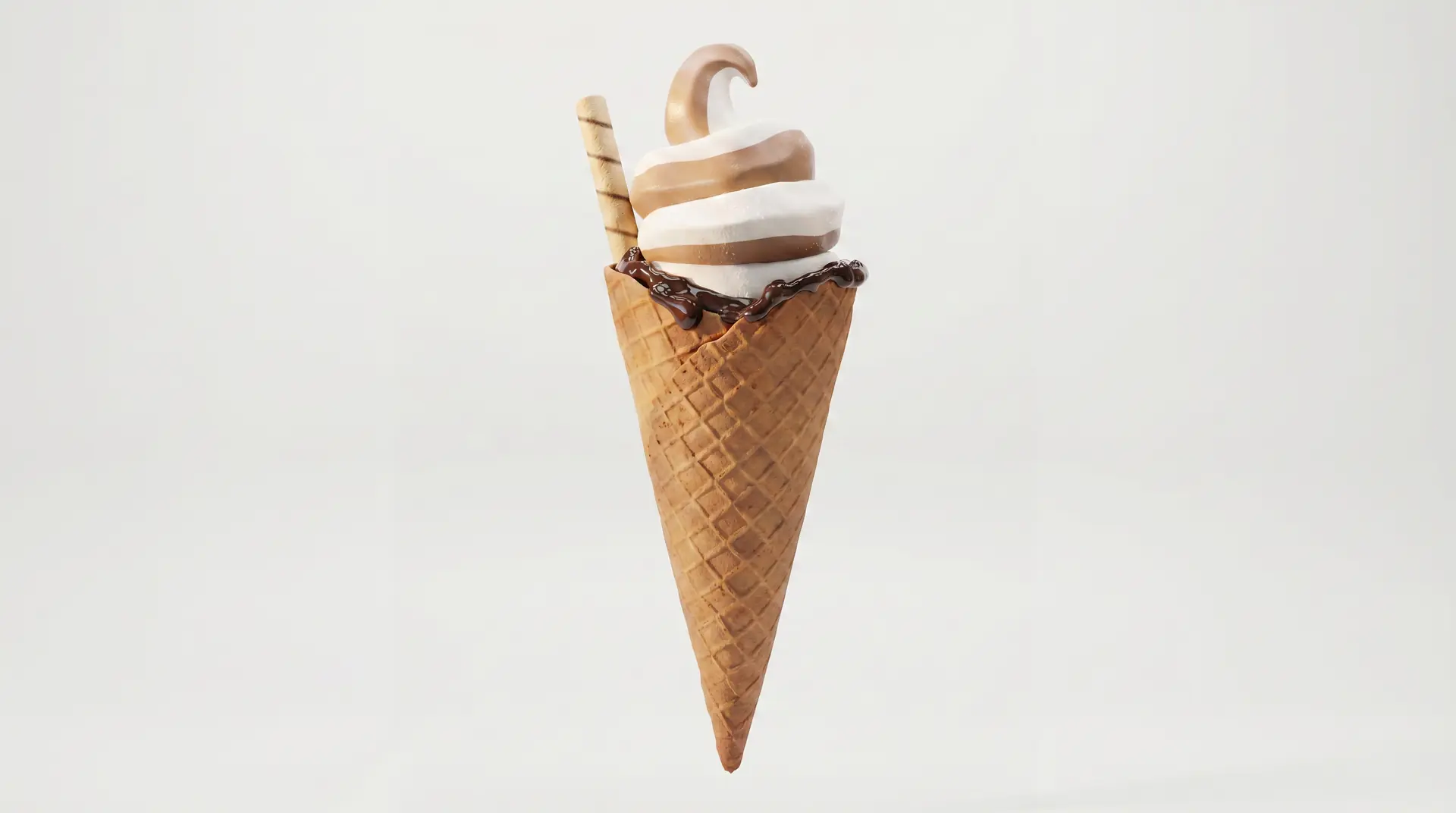 Casquinha de sorvete baunilha e chocolate