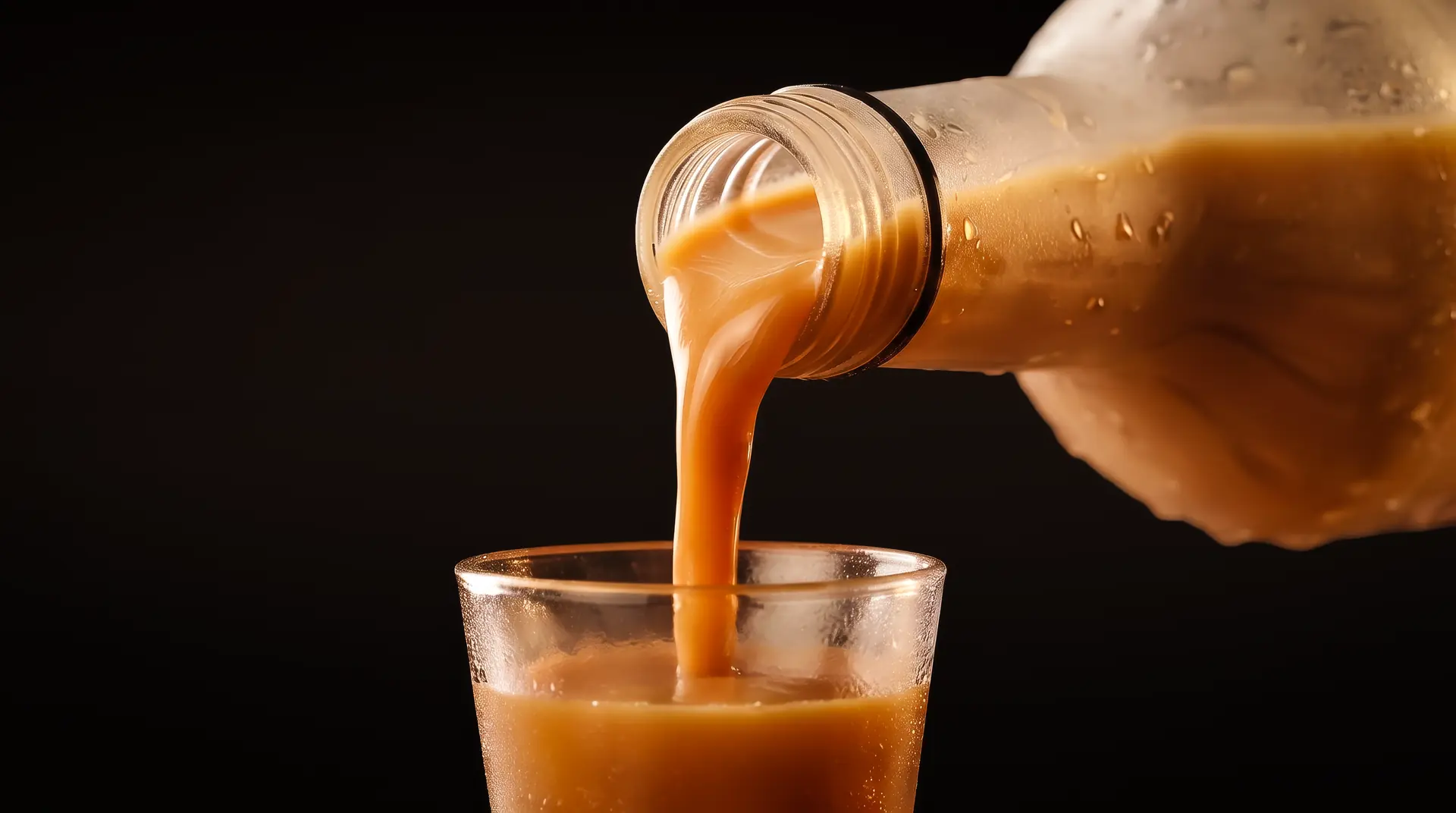 Licor de doce de leite sendo servido em copo