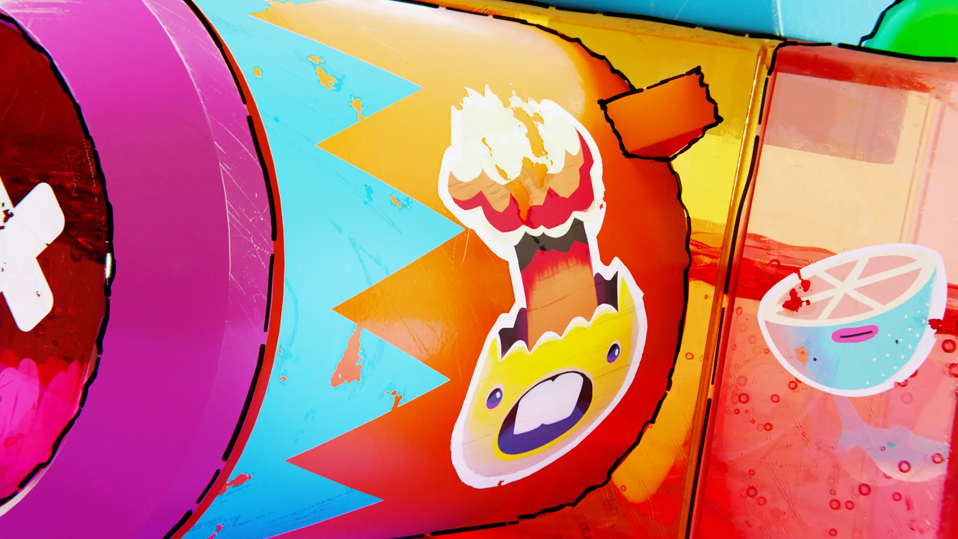 Arte pop com detalhes da câmera e adesivos