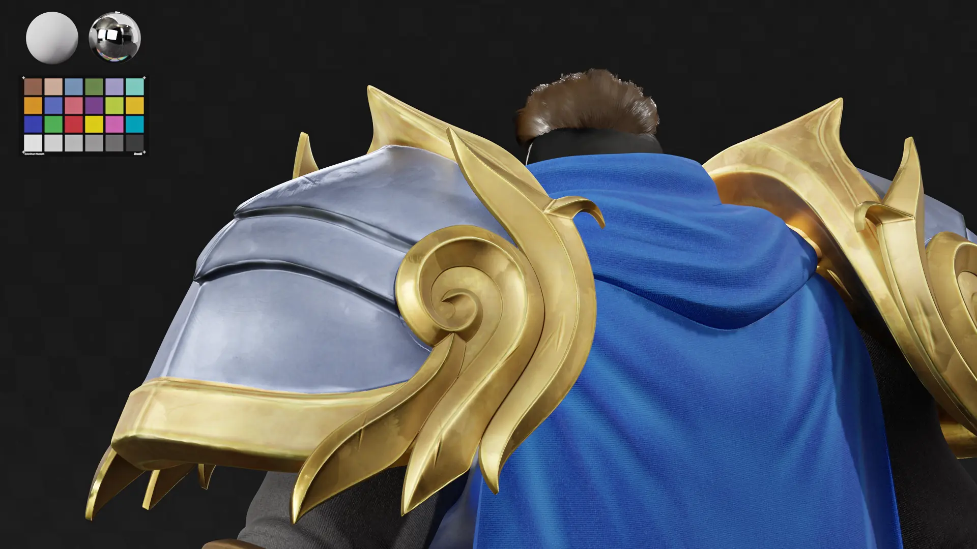 Detalhe da ombreira dourada e metal escovado