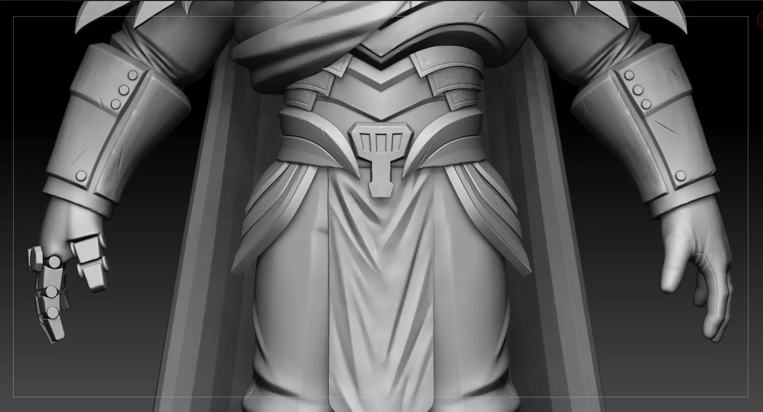 Escultura digital do torso e armadura do Pengu Garen