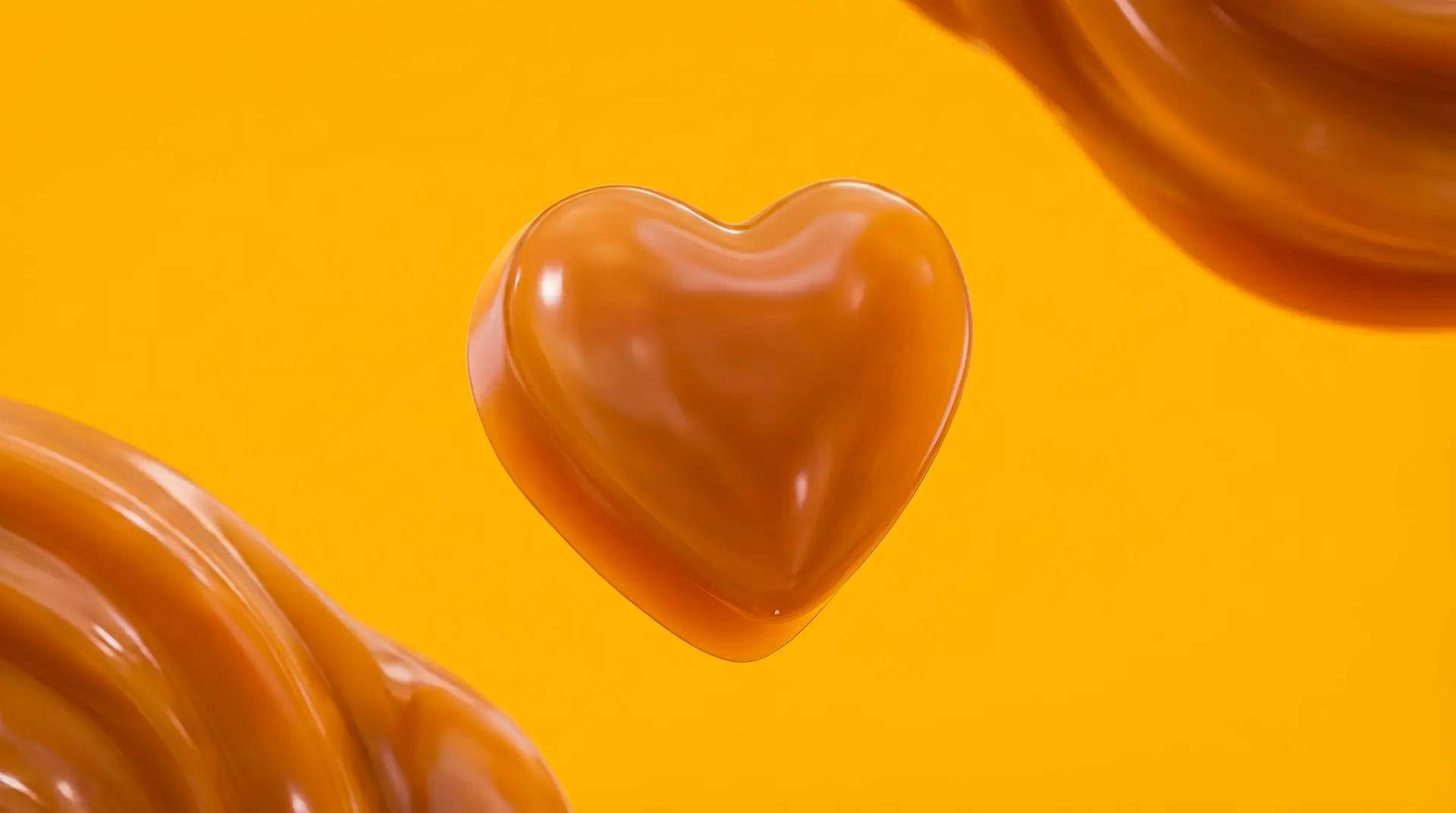 Close de goma em forma de coração com doce de leite