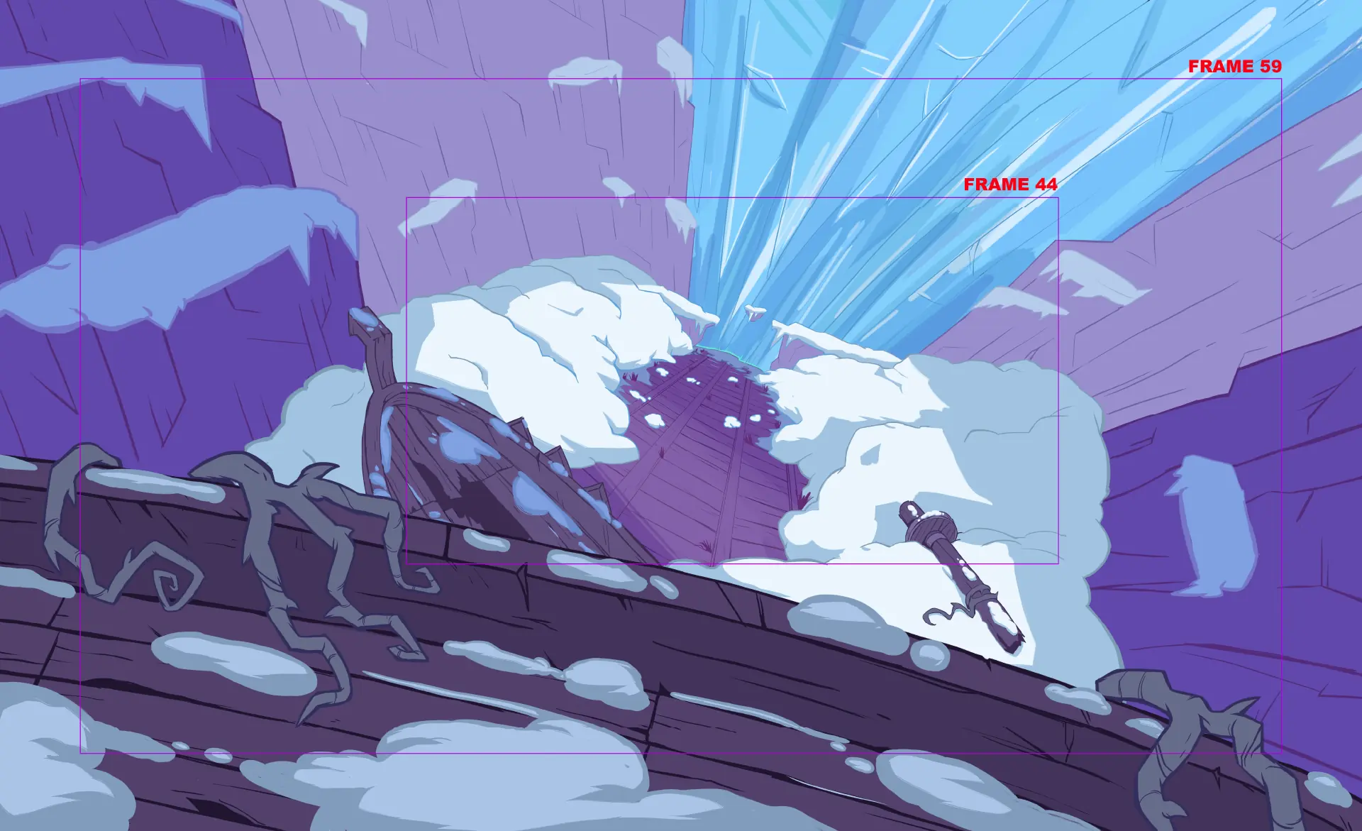 2D frame layout with Willump in the snow