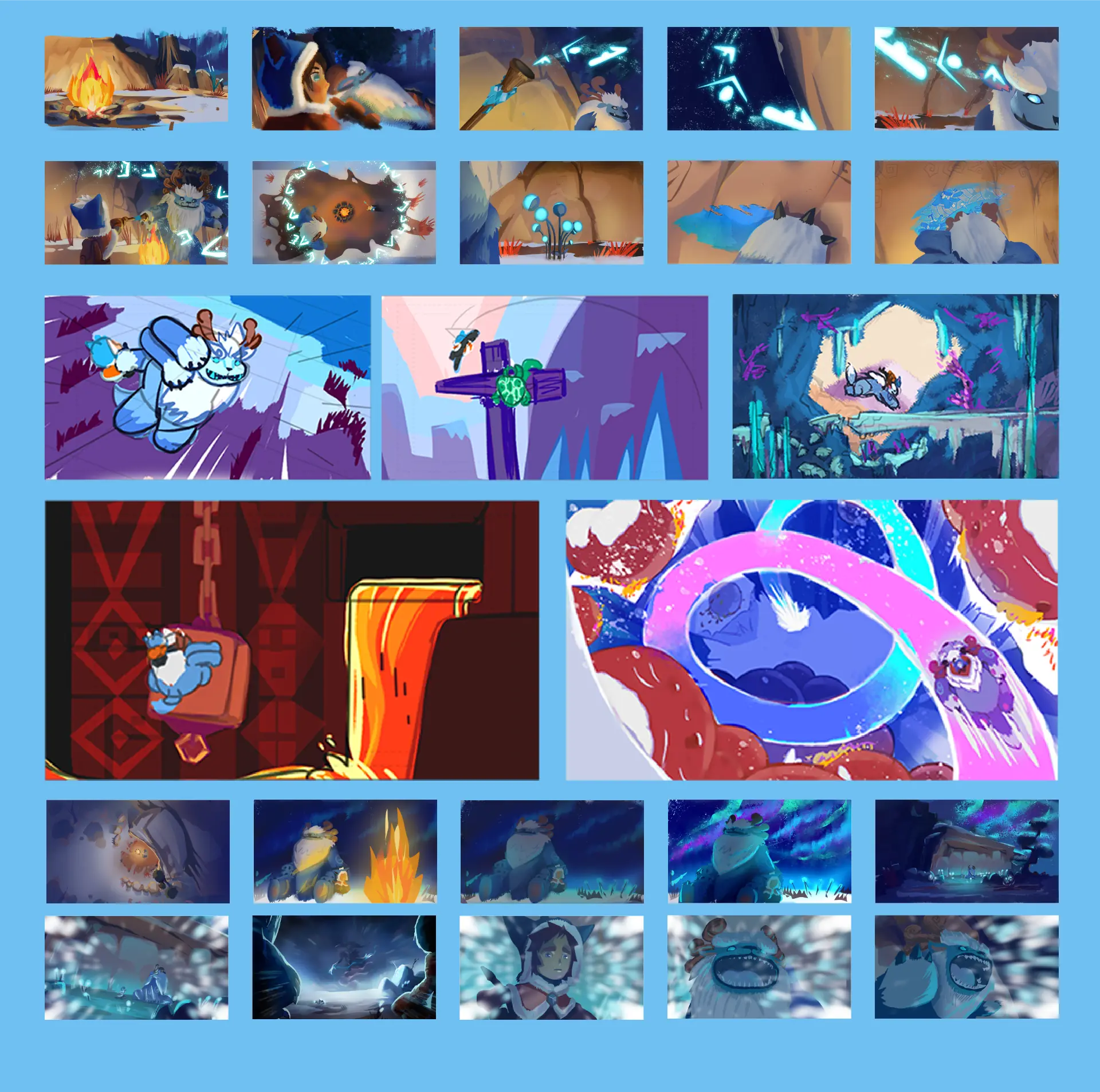 Grid of frames from the 2D animation