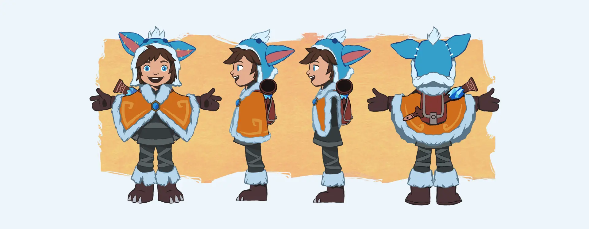 Nunu character design in multiple views