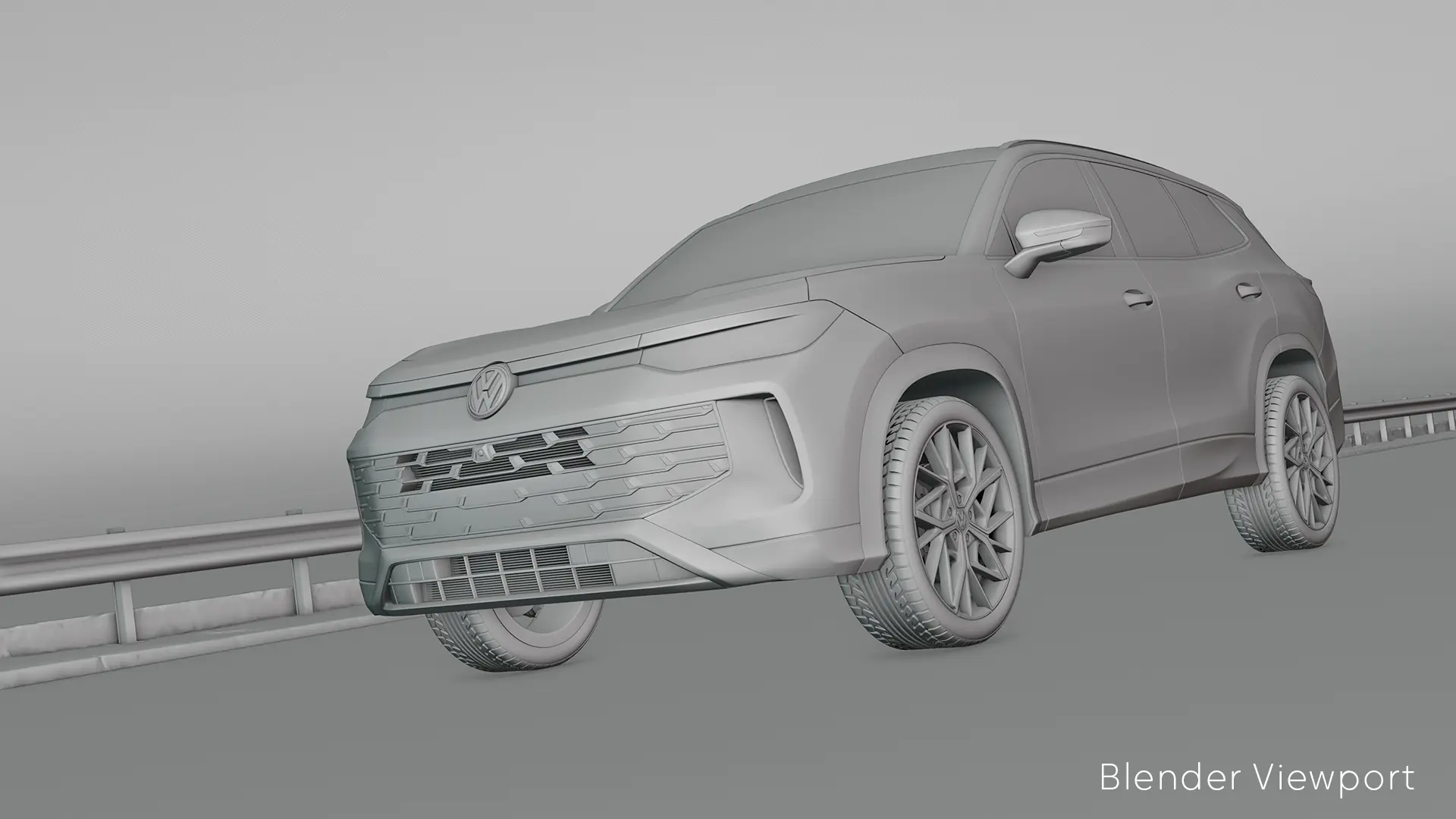 Clay render of the Tayron in the scene